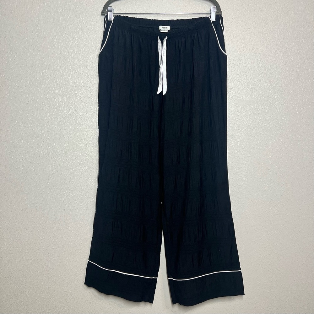 Jason Wu Pants Womens Size XL Black White Side Piping Pull On Drawstring Pockets